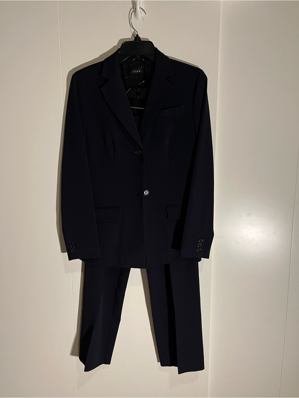 Women's Tailored Dark Navy Two-Piece Suit - Single-Breasted Blazer & Trousers